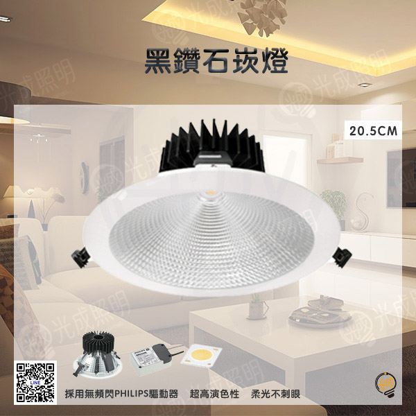 舞光 黑鑽石崁燈 20.5公分