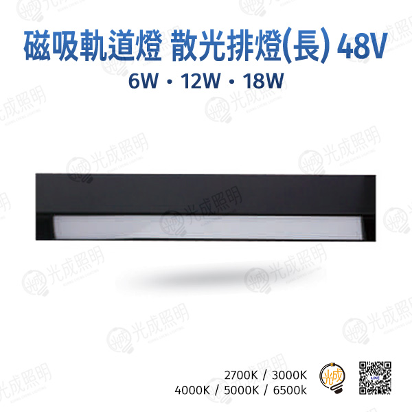 台灣製造 磁吸軌道燈 散光排燈(長) 48V 6W/12W/18W (黑/白)
