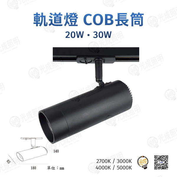 台灣製造 軌道燈 COB長筒-3 20W/30W (黑/白)