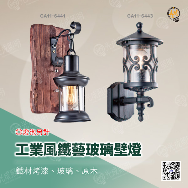 工業風鐵藝玻璃壁燈