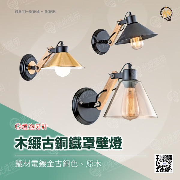 木綴古銅鐵罩壁燈