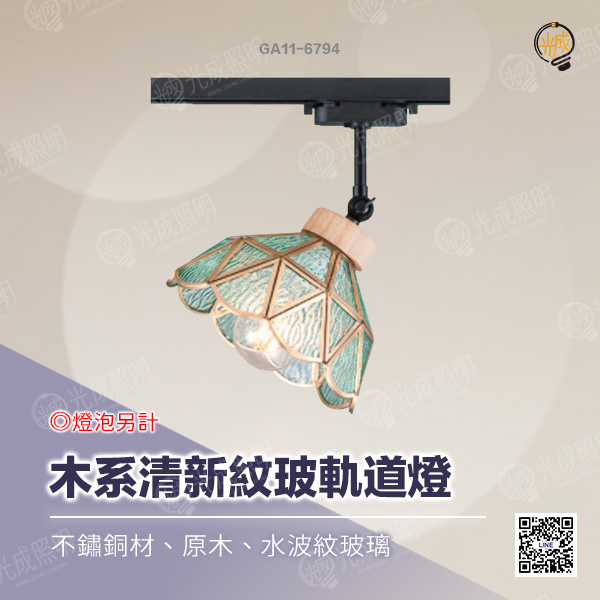 木系清新紋玻軌道燈